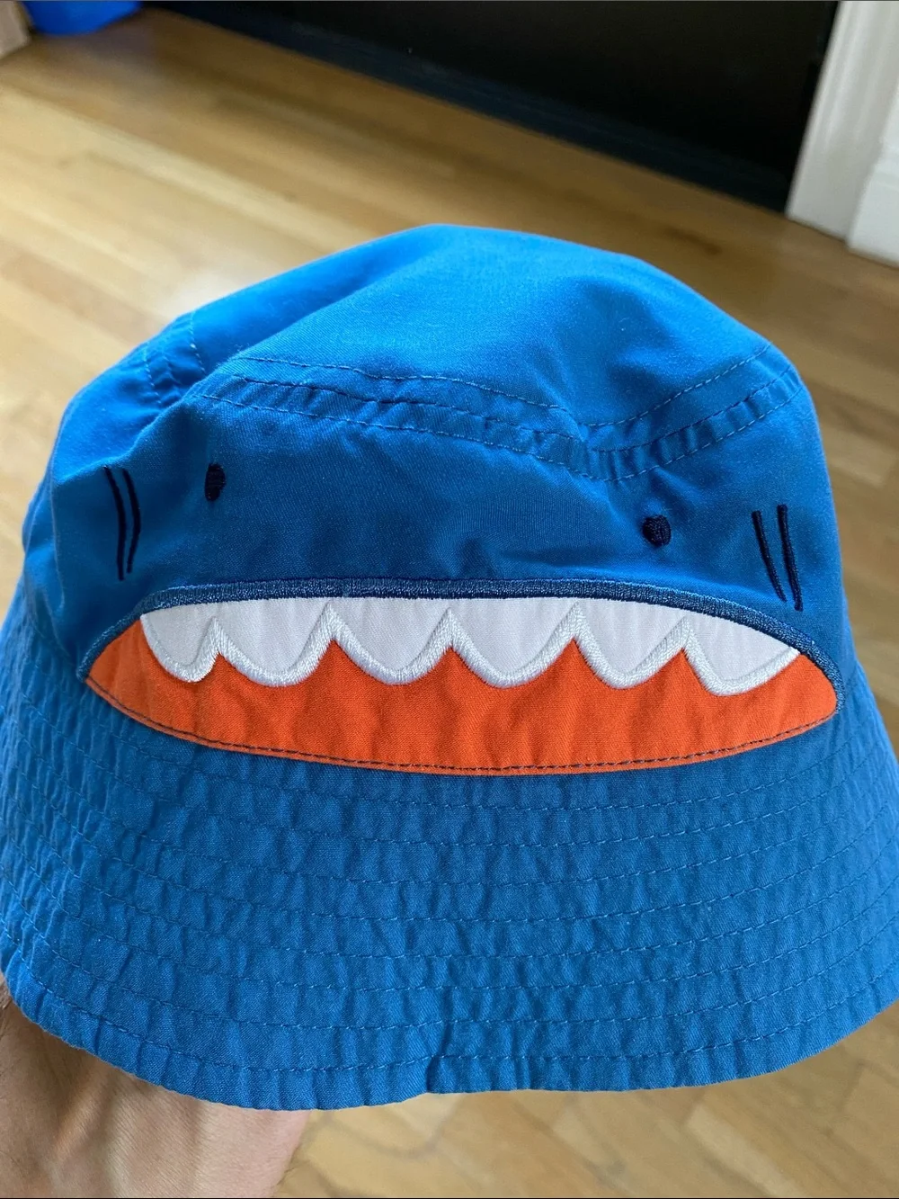 Carter’s 12-18M Blue Shark Face Bucket Hat with Chin Straps